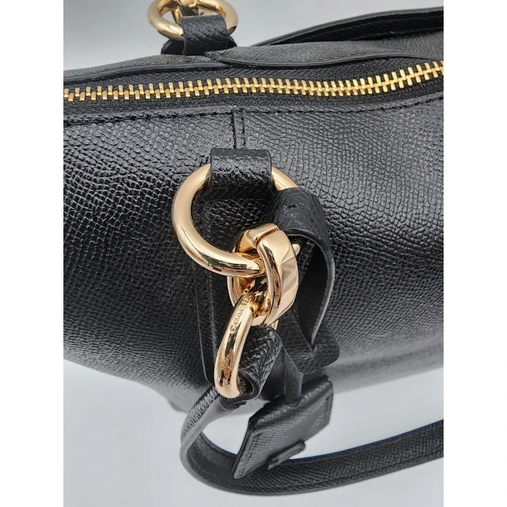 Coach Ava Tote Crossgrain Black Leather Shoulder Bag with Gold F57526 - Picture 9 of 15